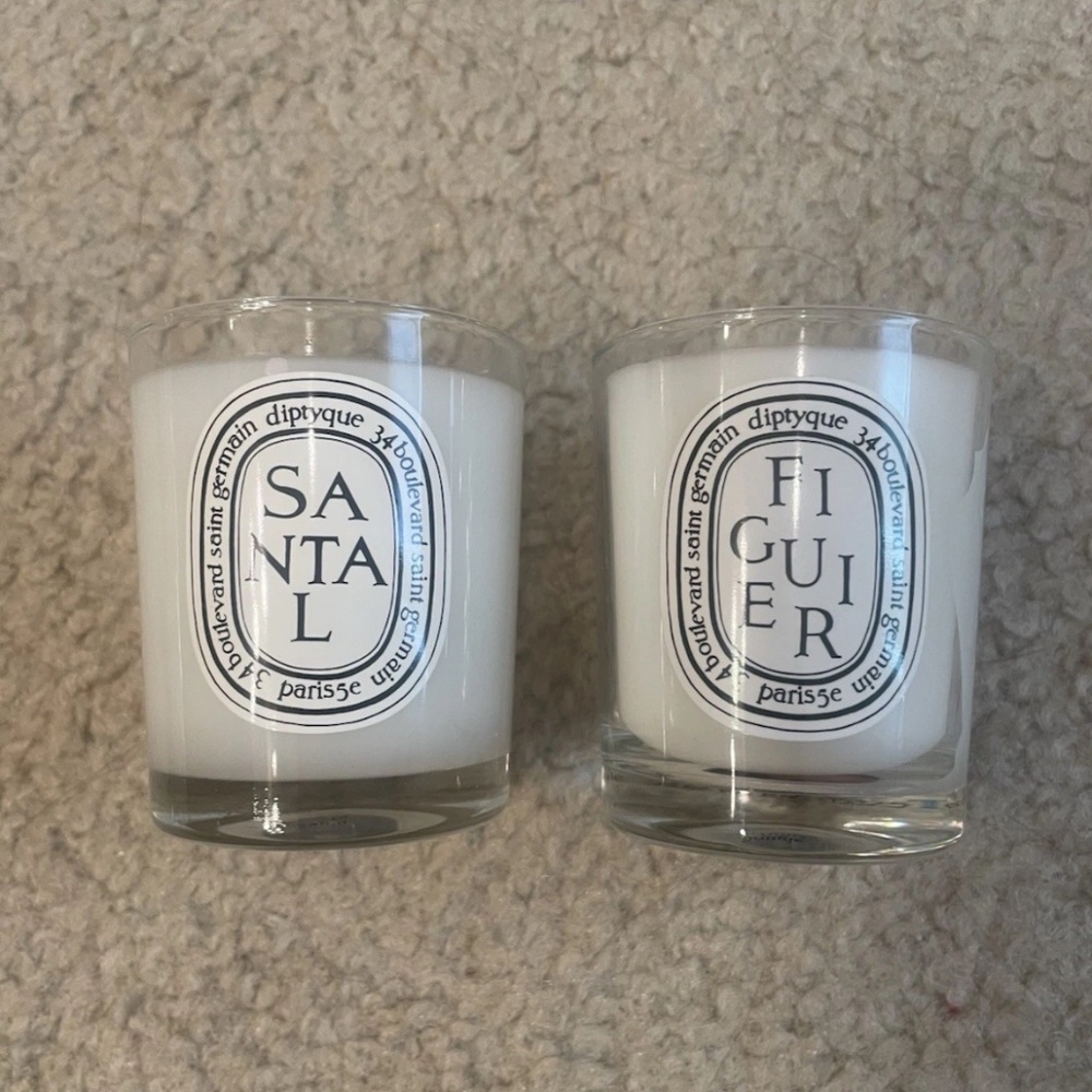 96$ Diptyque Santal & Figuier  Candles 2.4 oz/70 g Set Of 2